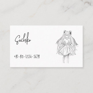 Long Hair Girl With Ribbon Business Card