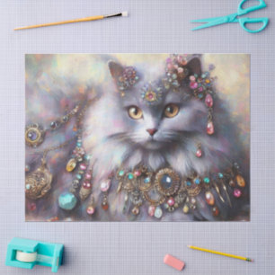 Long Hair Grey Nebelung Cat Kitty Jewellery Decoup Tissue Paper