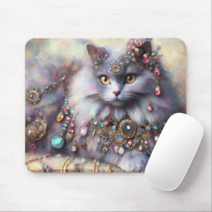 Long Hair Grey Nebelung Cat Kitty Jewellery Jewels Mouse Mat