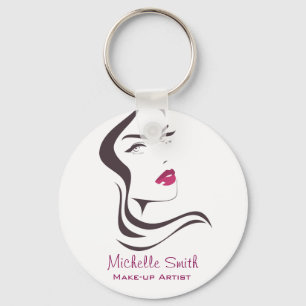 Long Hair hairdresser make up artist branding Key Ring