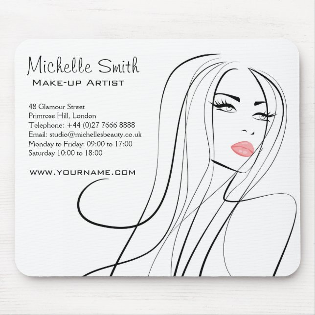 Long Hair hairdresser make up artist  branding Mouse Mat (Front)