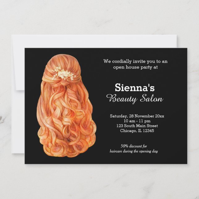 Long hair | Hairstylist | Hairdresser |  Salon Invitation (Front)