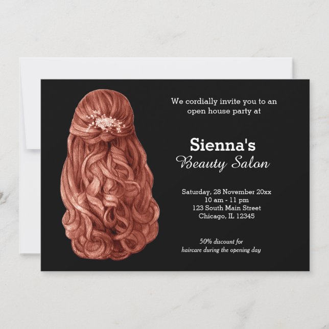 Long hair | Hairstylist | Hairdresser |  Salon Invitation (Front)
