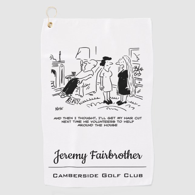 Long Hair Style Due to No Haircut or Hair Styling Golf Towel (Front)