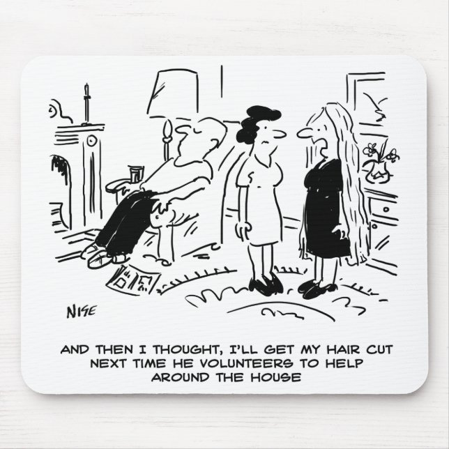 Long Hair Style Due to No Haircut or Hair Styling Mouse Mat (Front)