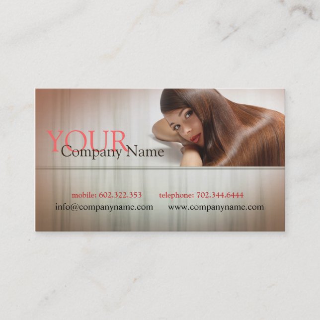 Long Hair Stylist Haircut Specialist Model Woman Business Card (Front)