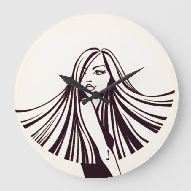 Long Haired Beauty Wall Clock (Front)