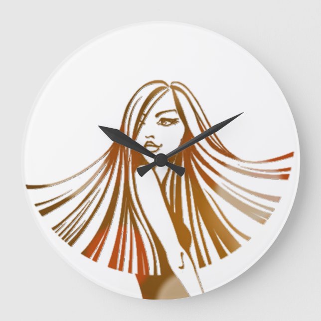 Long Haired Beauty Wall Clock (Front)