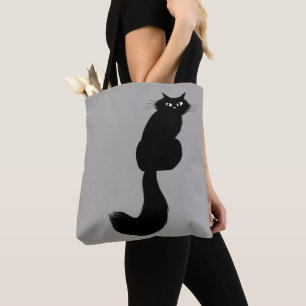 Long Haired Black Cat   Cool Kitty Side Eye Tote Bag