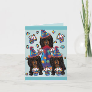 Long Haired Black Dachshunds Card