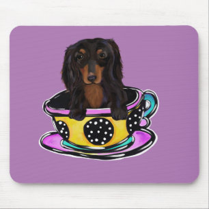 Long Haired Black Doxie Mouse Mat