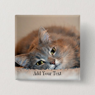 Long Haired Blue Russian Cat by Shirley Taylor 15 Cm Square Badge