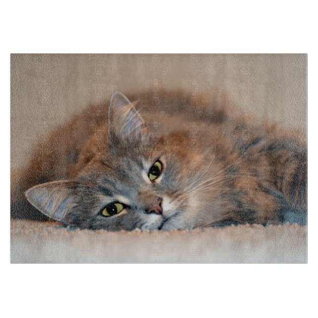 Long Haired Blue Russian Cat by Shirley Taylor Cutting Board (Front)