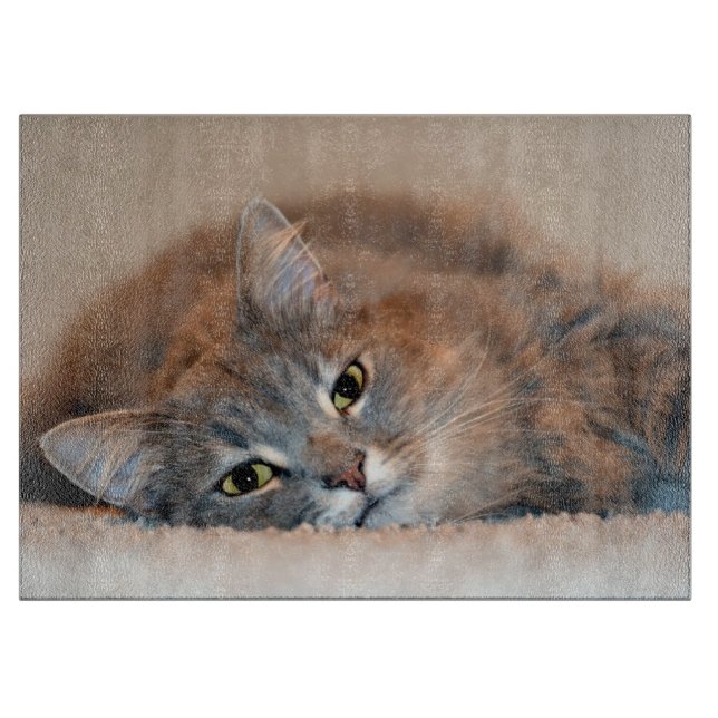 Long Haired Blue Russian Cat by Shirley Taylor Cutting Board (Front)