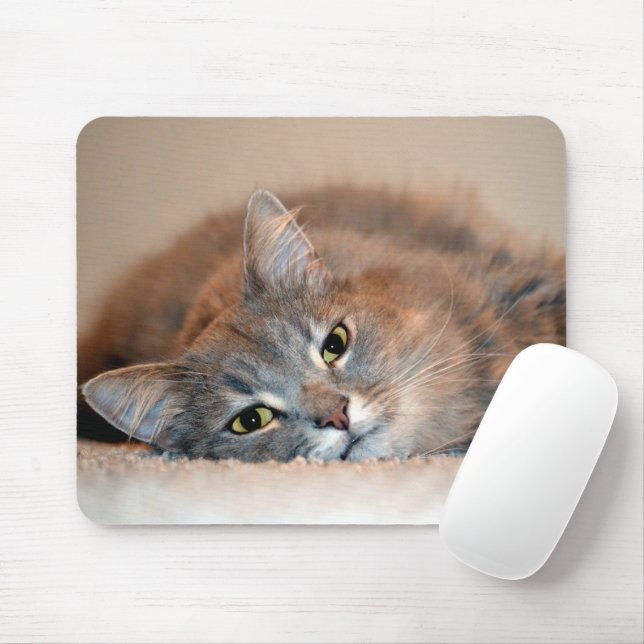 Long Haired Blue Russian Cat by Shirley Taylor Mouse Mat (With Mouse)