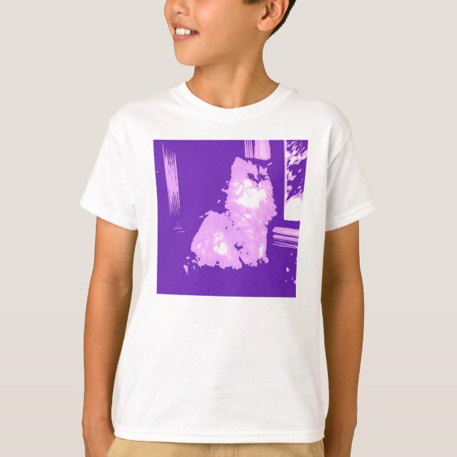 Long-haired Cat Pop Art T-Shirt (Front)