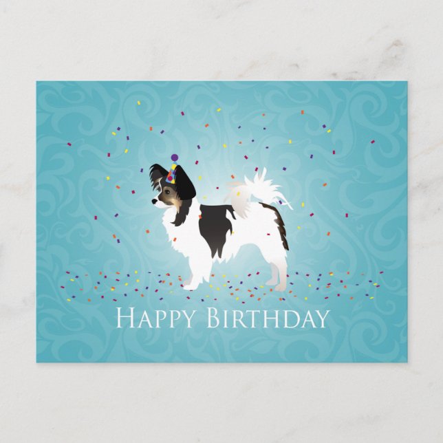 Long-Haired Chihuahua Birthday Design Postcard (Front)