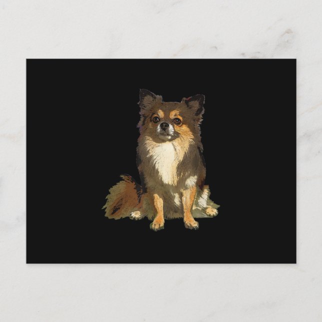 Long Haired Chihuahua Cute Cartoon Graphic Dog Announcement Postcard (Front)
