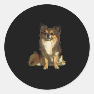 Long Haired Chihuahua Cute Cartoon Graphic Dog Classic Round Sticker