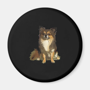 Long Haired Chihuahua Cute Cartoon Graphic Dog Magnet