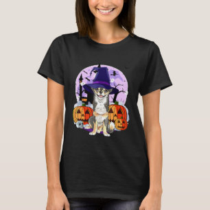 Long Haired Chihuahua Cute Dog Halloween Witch Pum T-Shirt