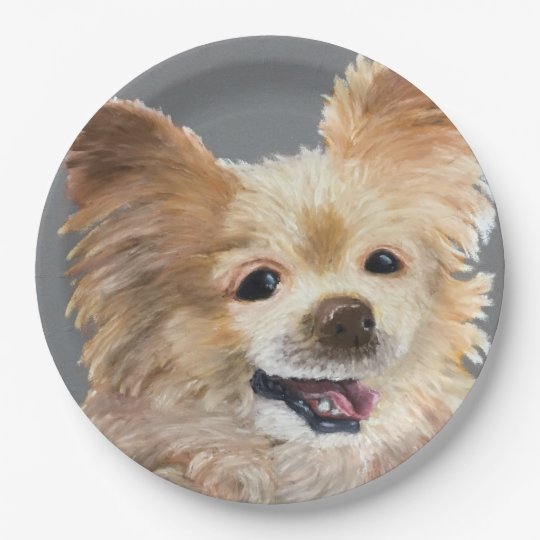 Long Haired Chihuahua Dog Dinner Paper Plate Zazzle Co Uk