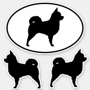 Long Haired Chihuahua Dog Silhouette Sticker Set