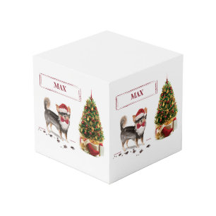Long Haired Chihuahua Funny Christmas Dog Tree Cube
