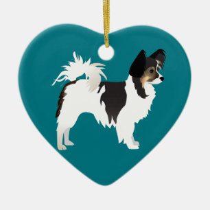 Long-haired Chihuahua or Papillon Basic Design Ceramic Tree Decoration