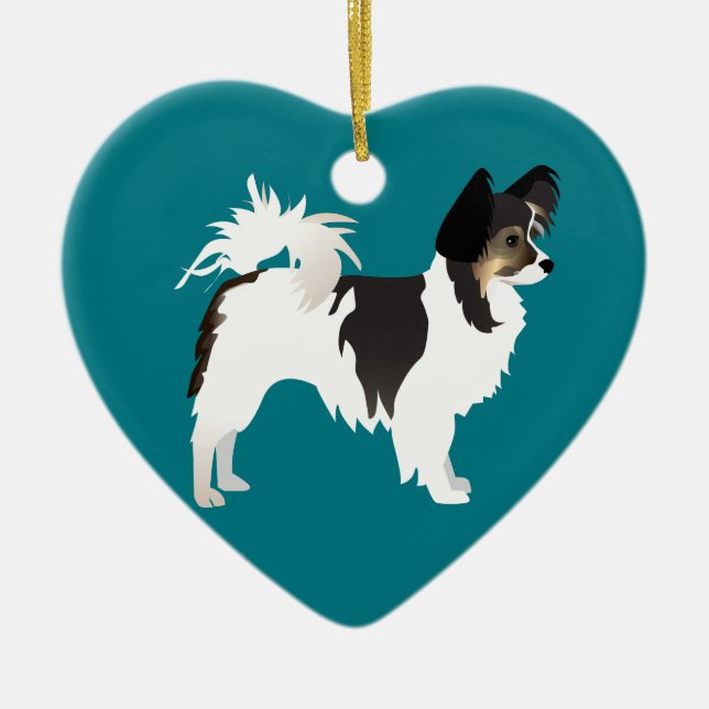 Long-haired Chihuahua or Papillon Basic Design Ceramic Tree Decoration (Front)