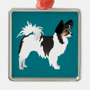 Long-haired Chihuahua or Papillon Basic Design Metal Tree Decoration