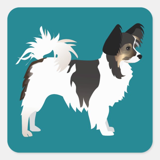 Long-haired Chihuahua or Papillon Basic Design Square Sticker (Front)
