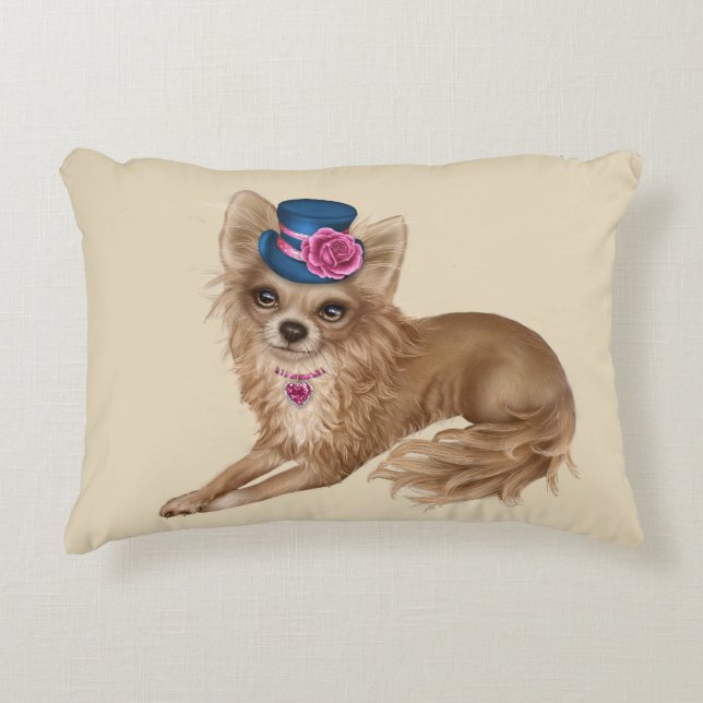 Long Haired Chihuahua Pillow (Front)