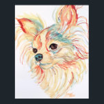 Long Haired Chihuahua Pop Art Poster<br><div class="desc">This Pop art poster is of a long haired chihuahua.  It is an original drawing from artist Carol Zeock.</div>