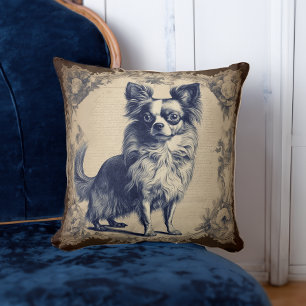 Long Haired Chihuahua Vintage Style Cushion
