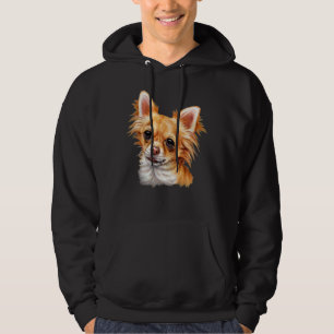 Long Haired Chihuahua Watercolor Painting Cute Dog Hoodie
