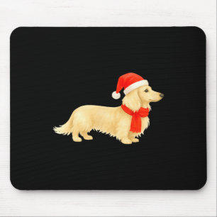 Long Haired Cream Christmas Dachshund With Santa H Mouse Mat