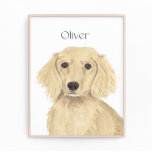 Long Haired Cream Dachshund Art Photo Print<br><div class="desc">I am in love with this beautifully detailed watercolor illustration of a long haired cream english dachshund dog! Personalise these art prints with your name or monogram to compliment your decor and change fonts by selecting the "edit using design tool" option at personalisation. Shop the rest of my collection for...</div>