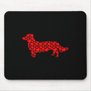 Long Haired Dachshund Dog Cute Silhouette Heart Va Mouse Mat