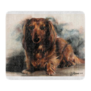 Long Haired Dachshund dog Cutting Board
