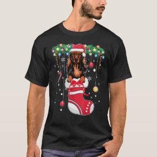 Long Haired Dachshund Dog Dog Christmas Stocking T-Shirt
