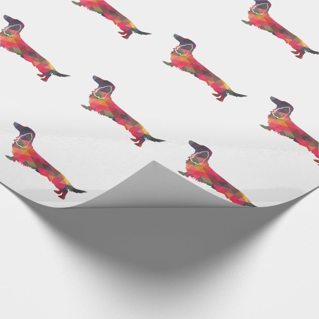 Long Haired Dachshund Geo Silhouette Multi Wrapping Paper (Corner)