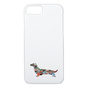Long Haired Dachshund Geo Silhouette Plaid Case-Mate iPhone Case