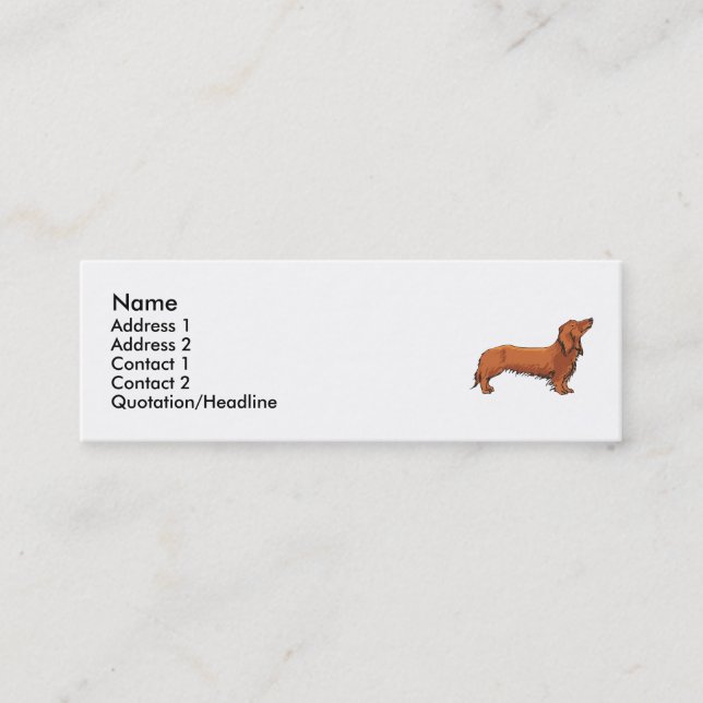 Long Haired Dachshund Mini Business Card (Front)