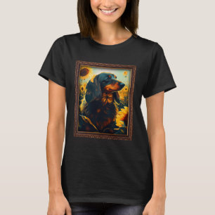 Long Haired Dachshund Painting Sunflower Flower Mo T-Shirt