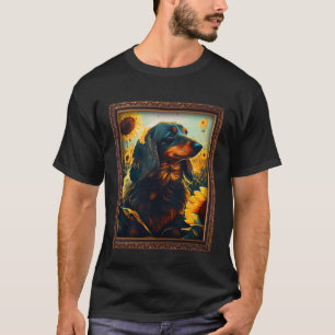 Long Haired Dachshund Painting Sunflower Flower Mo T-Shirt