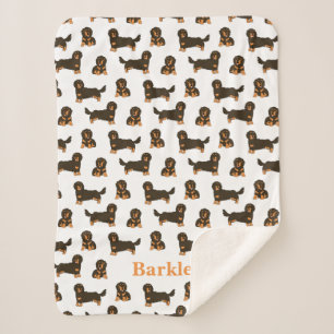 Long-haired Dachshund Personalised Blanket - Dog