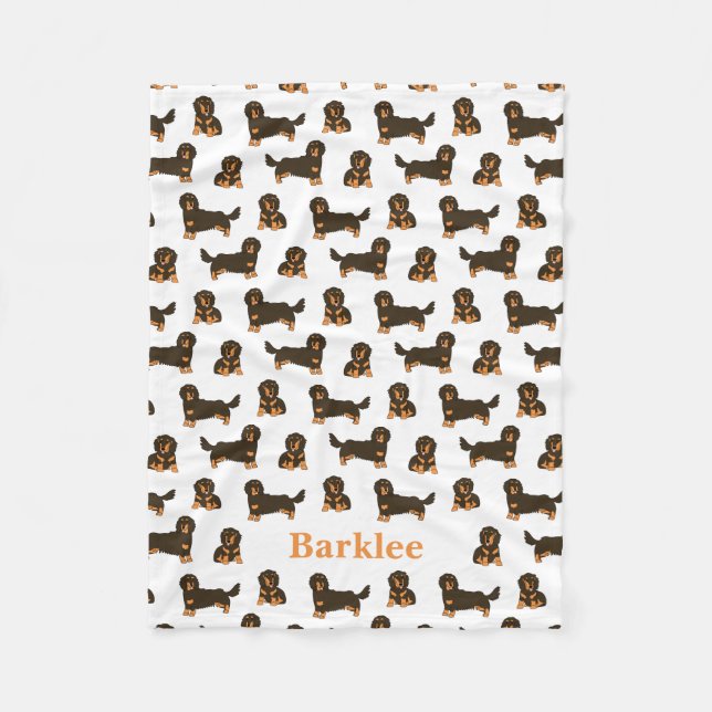 Long-haired Dachshund Personalised Blanket - Dog (Front)