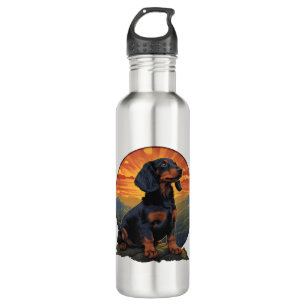 Long Haired Dachshund pet lover retro vintage 710 Ml Water Bottle