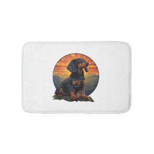 Long Haired Dachshund pet lover retro vintage Bath Mat